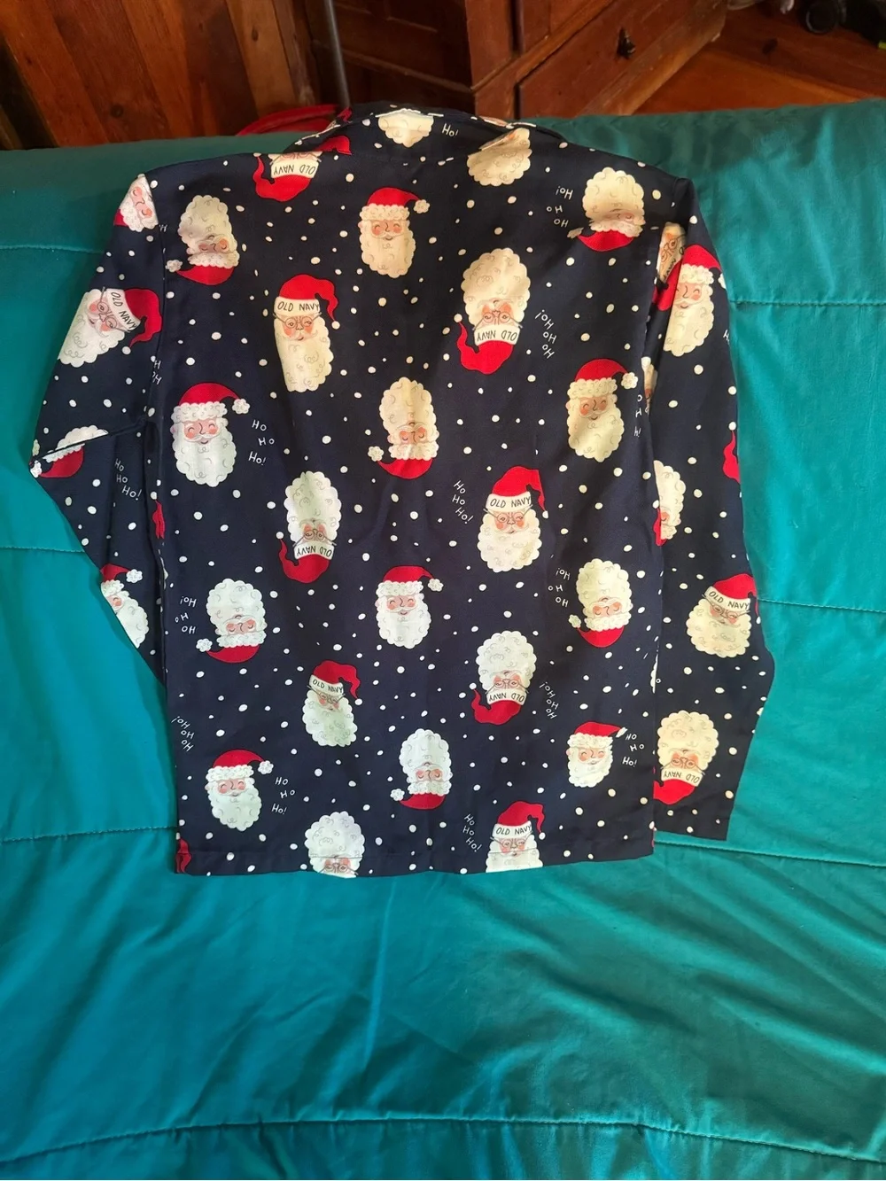 Old Navy Navy and Red Santa Print Kids Pajama Set